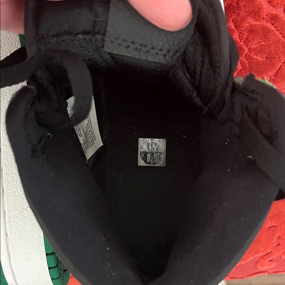 Jordan 1 Nike Men's Black and Green High-Top Sneakers - Picture 6 of 6